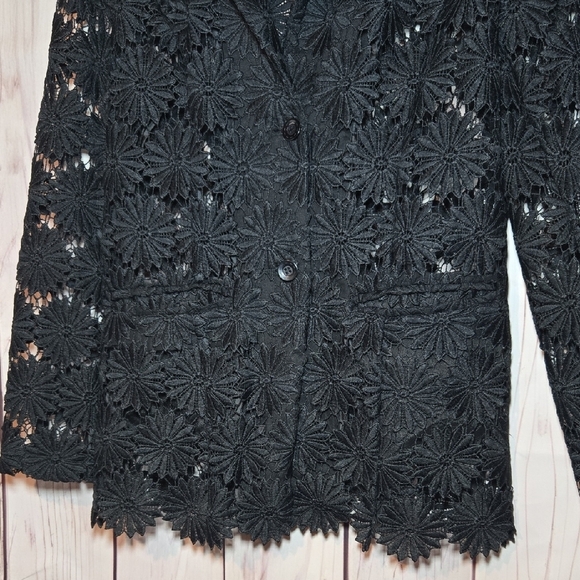 Berek Black Lace Floral Cut Out Blazer Womens Medium - Picture 4 of 10